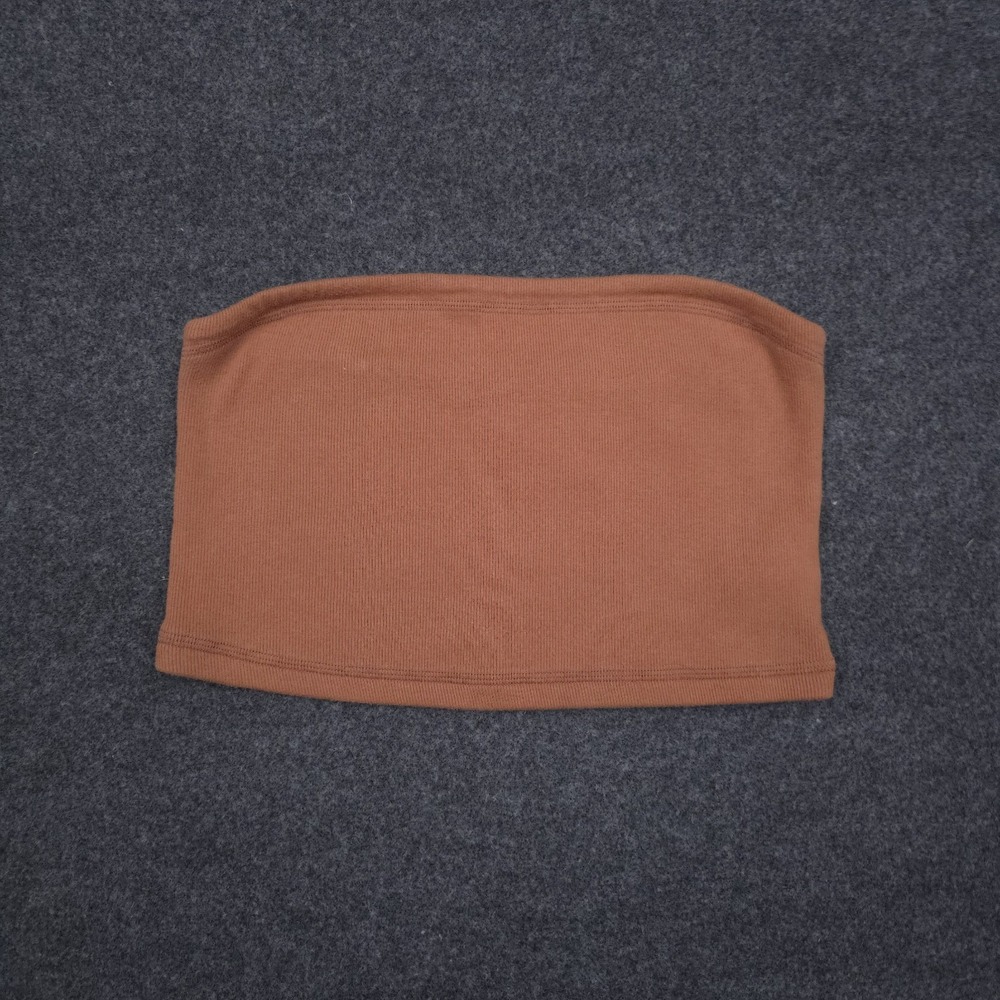 Abercrombie & Fitch XL Ribbed Tube Top Brown Y2K Style Coastal Summer Strapless - Picture 2 of 6